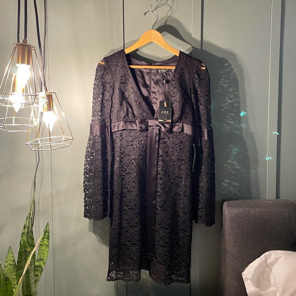 ABS Bell Sleeve Black Dress